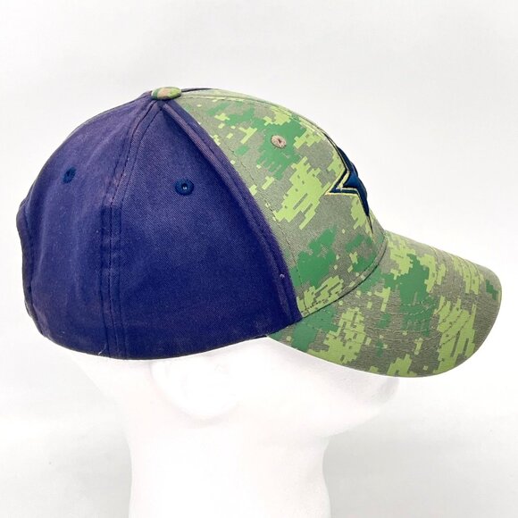 Dallas Cowboys Veterans NFL Camo & Navy OSFA Cap Hat American Flag Patch & Star - Picture 9 of 16